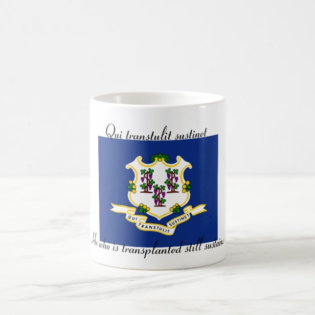 Conneticut State Flag und Motto 11 oz Tasse (Mittel)