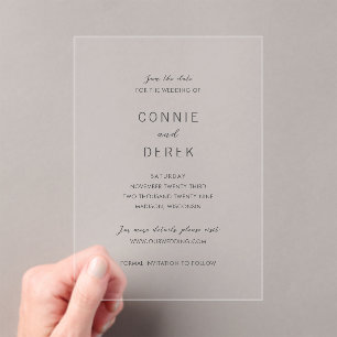 Connie Modern Elegant Wedding Save the Date Acryleinladungen