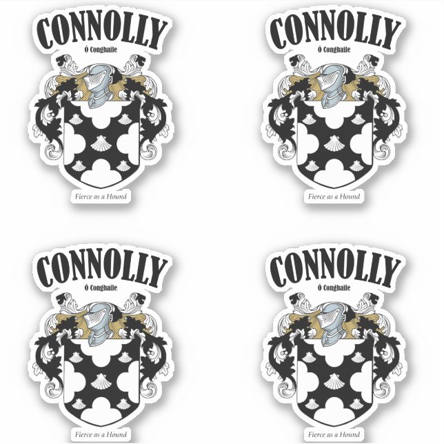 Connolly Wappen Irish Translation & Meaning (x4) Aufkleber (Vorderseite)