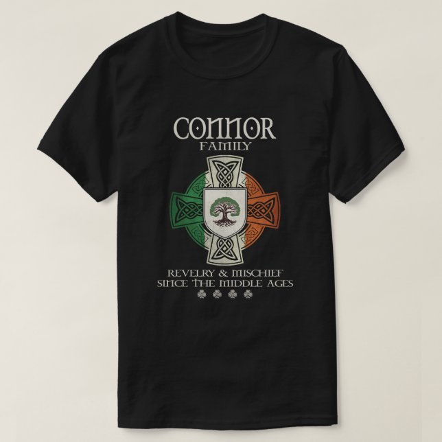 Connor Family Ireland Nachname irisches Kleeblatt T-Shirt (Design vorne)