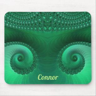 CONNOR ~ Zany Shades of Green Fraktal Pattern Mousepad