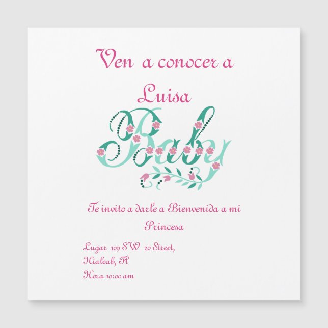 Conoce mi Bebe Magnetkarte (Vorderseite)