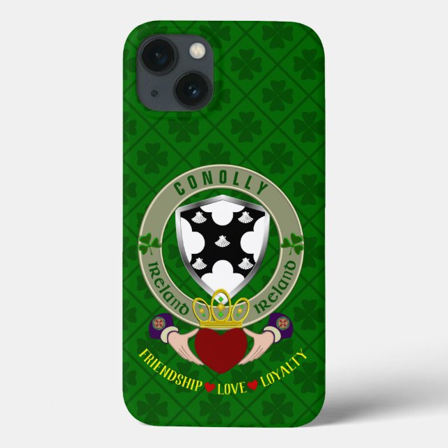 Conolly Irish Shield & Claddagh Personalisiert Case-Mate iPhone Hülle (Rückseite)