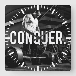 CONQUE - "Body Gebäude" Workout Motivierend Quadratische Wanduhr