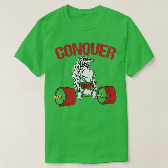 Conquer Wolf Weightlift Bodybuilding Gym T-Shirt (Design vorne)