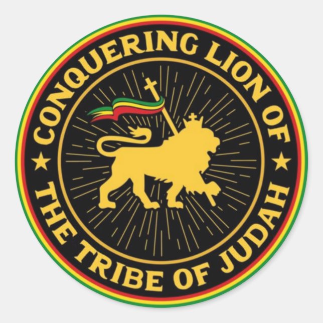 Conquering Lion of the Tribe of Judah - Rastafari Runder Aufkleber (Vorderseite)