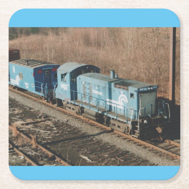  conrail  9412  what's a transfer caboose.  mouse  rechteckiger pappuntersetzer (Vorderseite)