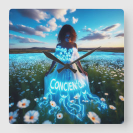 Consciousness / Conciencia Quadratische Wanduhr