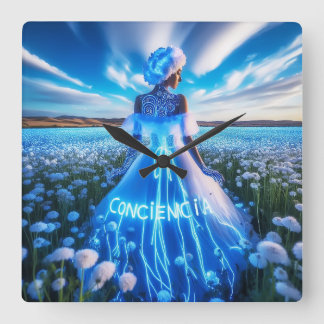 Consciousness / Conciencia Quadratische Wanduhr