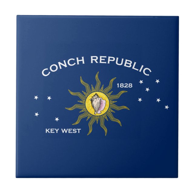 Conseil Republic Flag Key West Florida Fliese (Vorderseite)