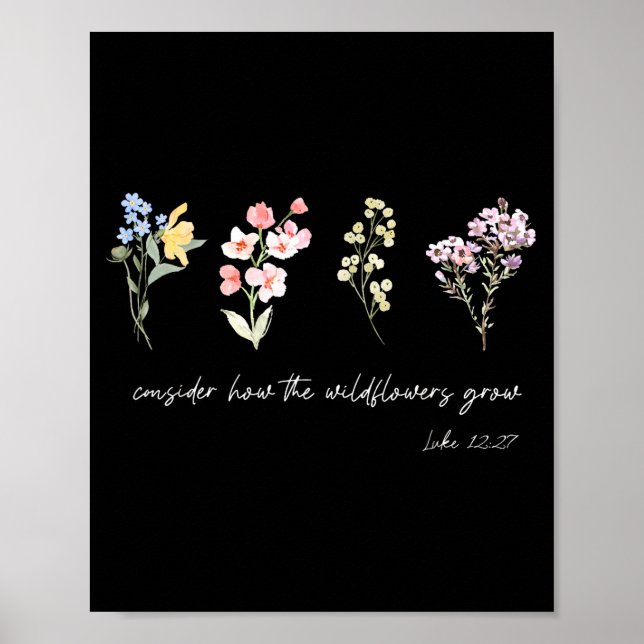 Consider How The Wildflowers Grow Jesus God Christ Poster (Vorne)