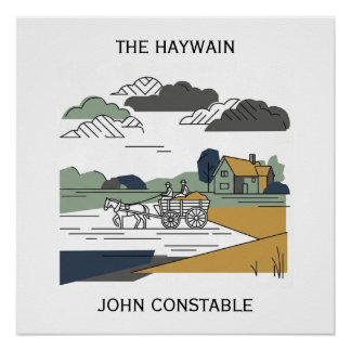 Constable’s Haywain Linienkunst-Illustration Poster