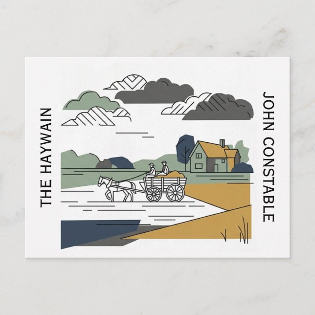 Constable’s Heuwagen Linienkunst-Illustration Postkarte (Vorderseite)