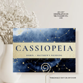 Constellation Cassiopeia (oder andere) Blue Gold Tischnummer