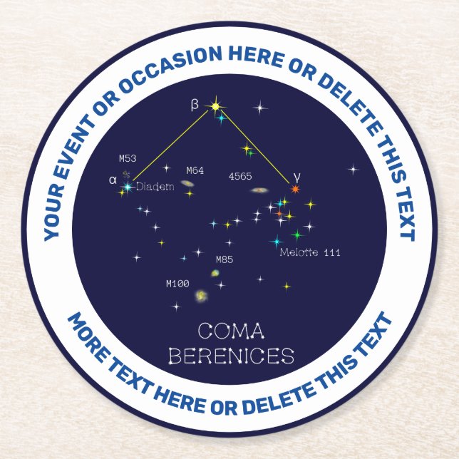 Constellation Coma Berenices Runder Pappuntersetzer (Vorderseite)