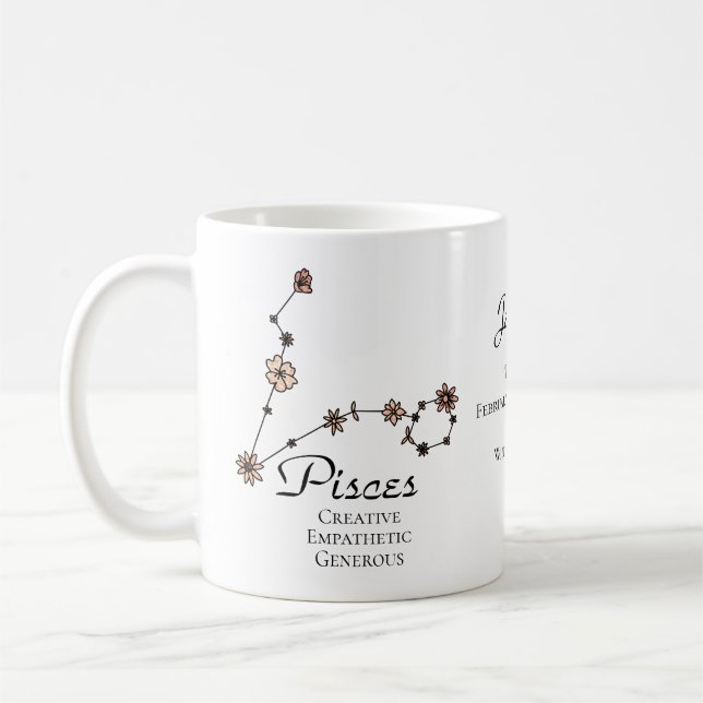 Constellation der Blume Pisces Zodiac Star Kaffeetasse (Links)
