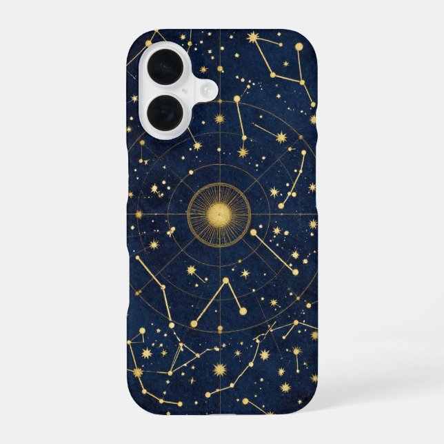 Constellation Map Gold Celestial Case iPhone 16 Hülle (Rückseite)
