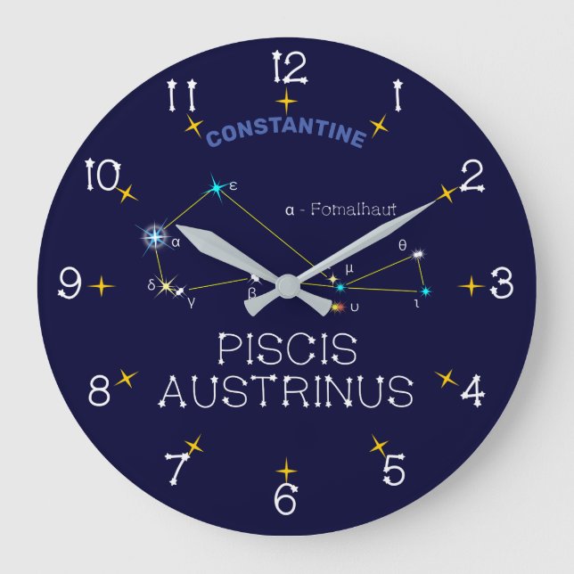 Constellation Piscis Austrinus Große Wanduhr (Vorderseite)