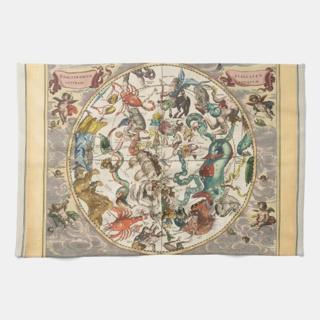 Constellation Sky Celestial Zodiac Star Karte Handtuch (Horizontal)