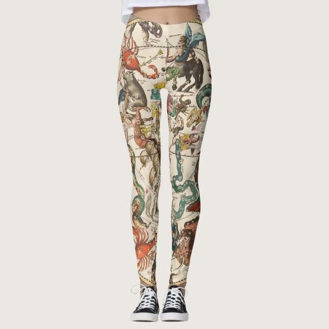 Constellation Sky Celestial Zodiac Star Karte Leggings (Vorderseite)