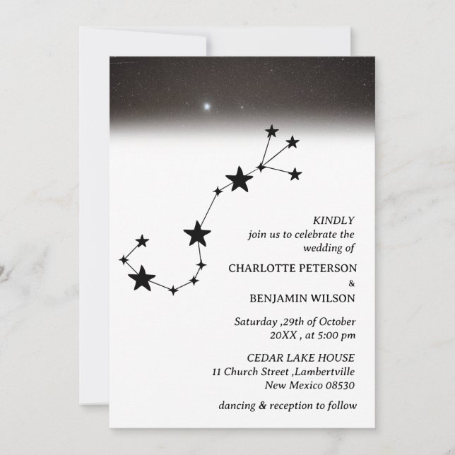 Constellation Starry Night Celestial Wedding Einladung (Vorderseite)