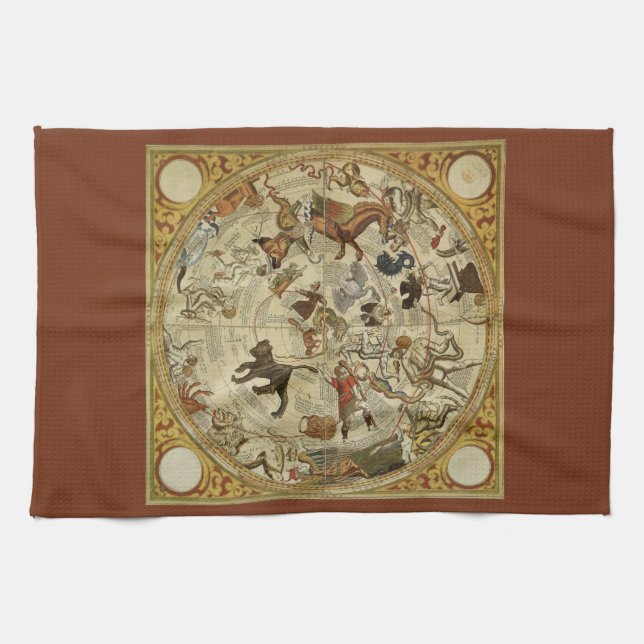 Constellation Stars Northern Sky Vintag Astronomie Geschirrtuch (Horizontal)