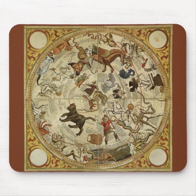 Constellation Stars Northern Sky Vintag Astronomie Mousepad (Vorne)