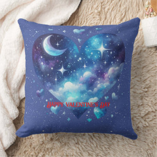 Constellation Valentine Blue Heart Stars Kissen