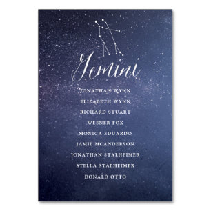 Constellation Wedding Seating Chart Card Gemini Tischnummer