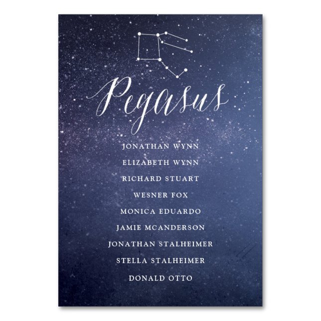 Constellation Wedding Seating Chart Card Pegasus Tischnummer (Vorderseite)