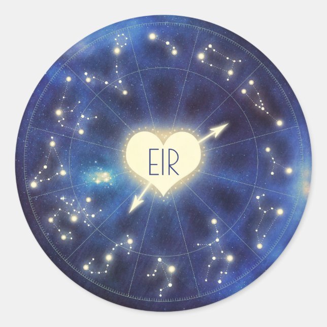 Constellation Zodiac Starry Night Wedding Runder Aufkleber (Vorderseite)