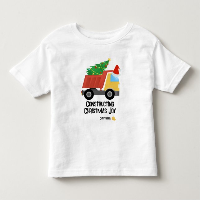 Constructing Christmas Joy Construction Dump Truck Kleinkind T-shirt (Vorderseite)