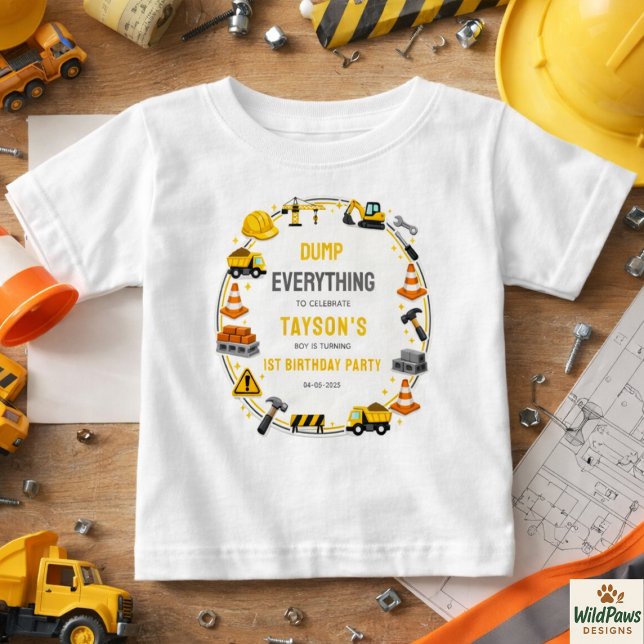Construction 1ST Birthday | Builder Truck Party Baby T-shirt (Construction 1ST Birthday | Builder Truck Party Baby T-Shirt
)