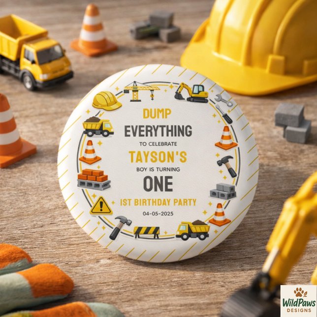Construction 1ST Birthday | Builder Truck Party Button (Construction 1ST Birthday | Builder Truck Party Button
)