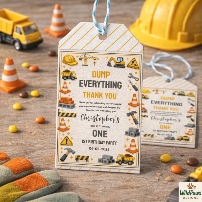 Construction 1ST Birthday | Builder Truck Party Geschenkanhänger (Construction 1ST Birthday | Builder Truck Party Gift Tags
)