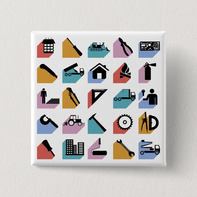 Construction and DIY Home Improvement Icons Button (Vorderseite)