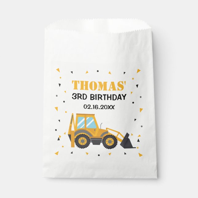  Construction birthday excavator truck Favor Bag  Geschenktütchen (Vorderseite)