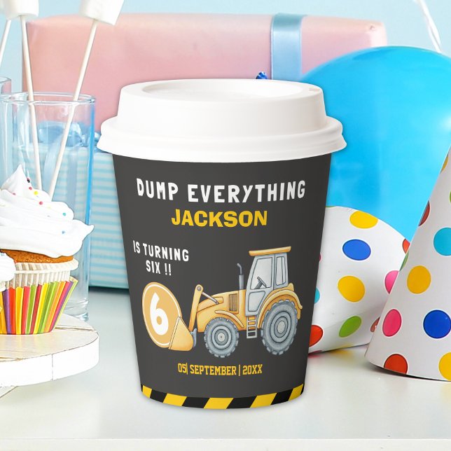 Construction Birthday Paper Cups Turning Six Pappbecher (Von Creator hochgeladen)