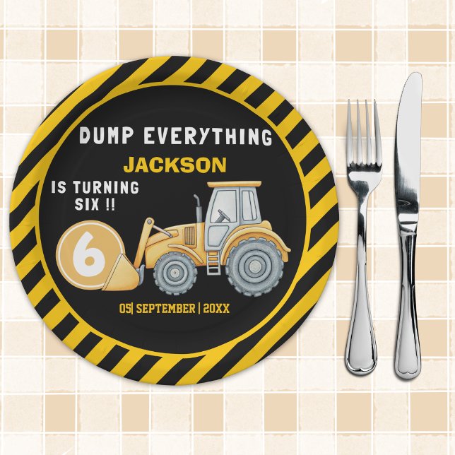 Construction Birthday Paper Plates Turning 6 Pappteller (Von Creator hochgeladen)