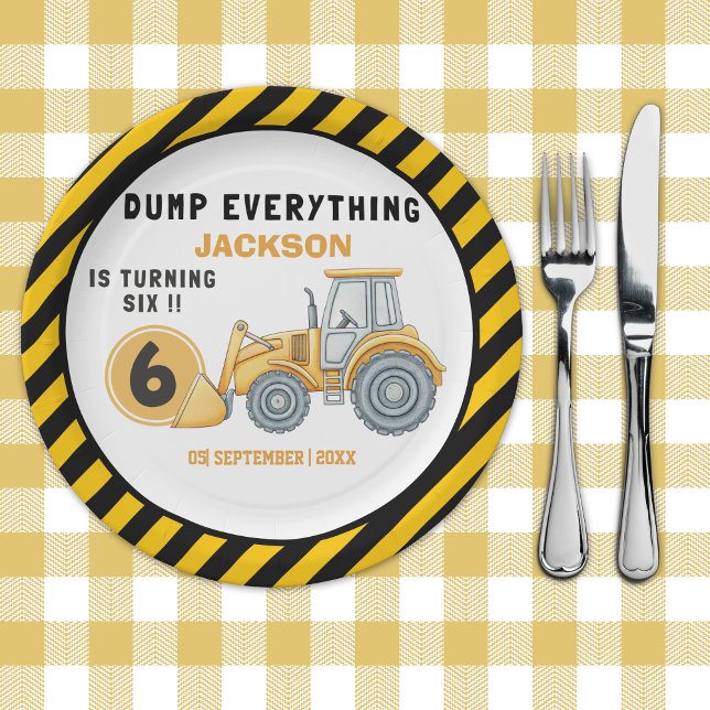 Construction Birthday Paper Plates Turning 6 Pappteller (Von Creator hochgeladen)