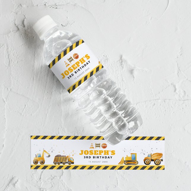 Construction Birthday Water Bottle Label Wasserflaschenetikett (Von Creator hochgeladen)