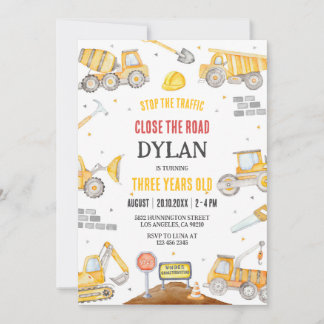 Construction Boy Birthday Invitation Einladung