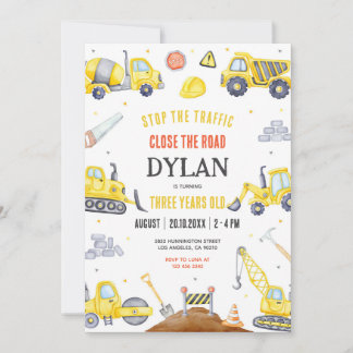 Construction Boy Birthday Invitation Einladung