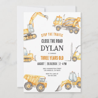 Construction Boy Birthday Invitation Einladung