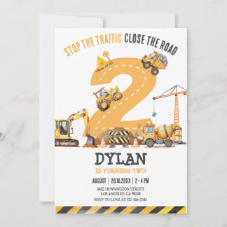 Construction Boy Birthday Invitation Einladung