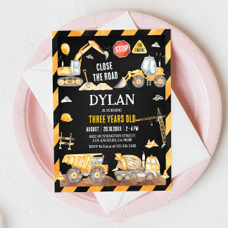 Construction Boy Birthday Invitation Einladung