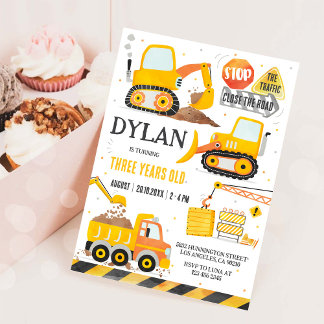 Construction Boy Birthday Invitation Einladung