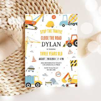 Construction Boy Birthday Invitation Einladung