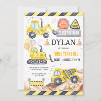 Construction Boy Birthday Invitation Einladung