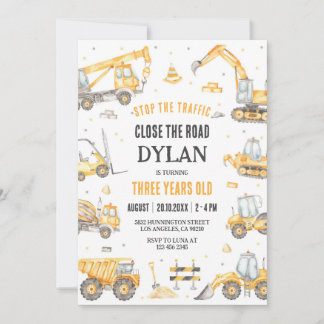 Construction Boy Birthday Invitation Einladung